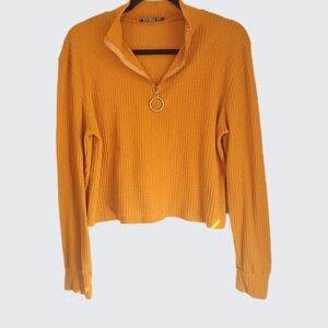 West Coast Love Orange Waffle Sweater